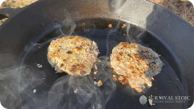 tuna cakes cooking in a frying pan