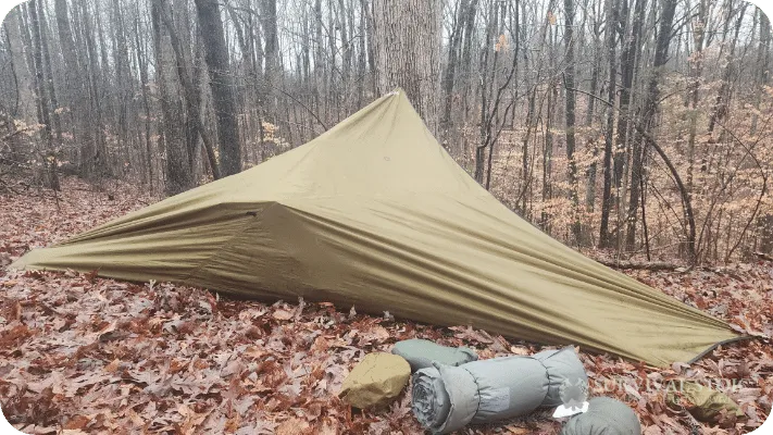 Survival tarp wedge shelter