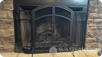 Fireplace with a rock surround