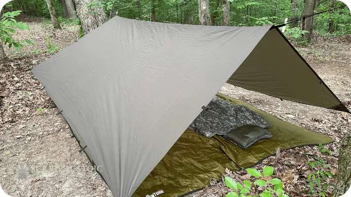 The Best Bushcraft Tarp setup in an A-frame configuration