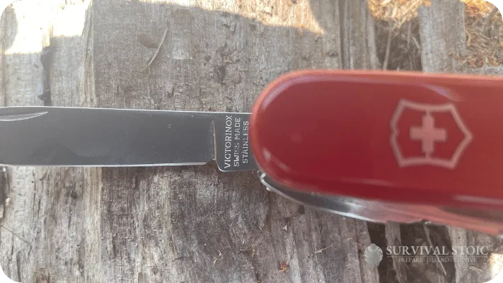 Main Blade of an authentic Victorinox Swiss Army Knife showing the brand