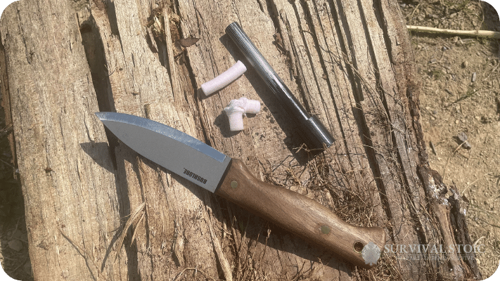 Bushcraft Fire Kit with Tinder Plugs, Ferro Rod, and Bushcraft Knife