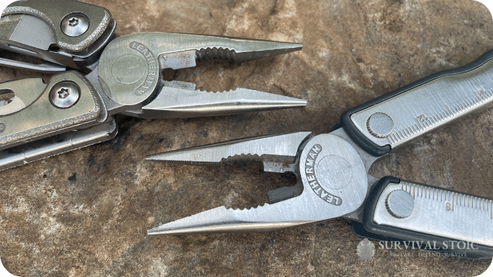 The pliers of two of Jason's multitools