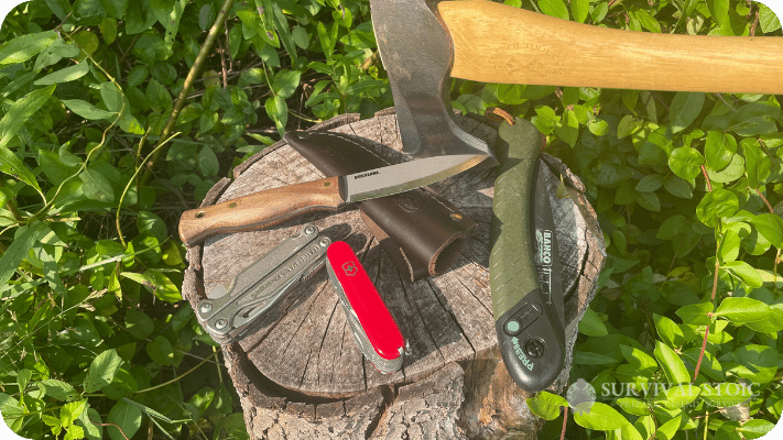 The author's collection of the Best Bushcraft Tools