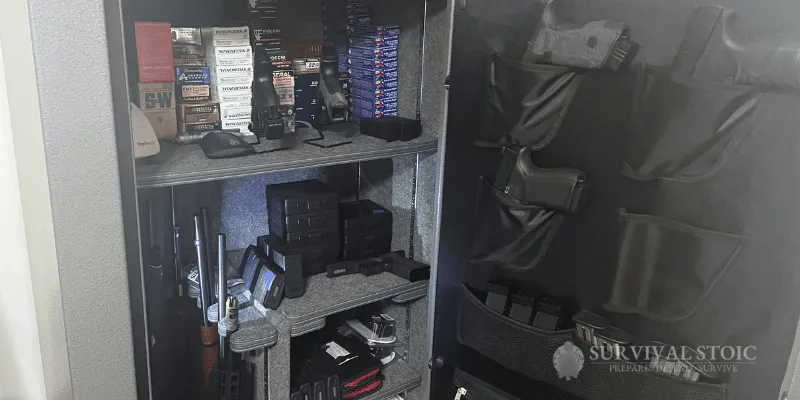 Best Gun Safe
The author's gun safe with the door open showing handguns, pistols, rifles, shotguns, and ammo