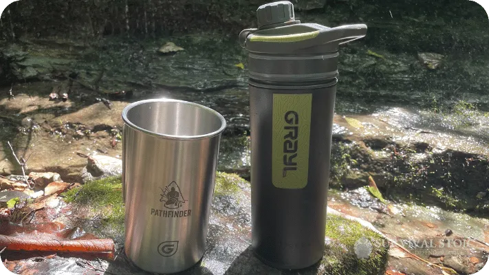 Jason's water purification system. The Grayl Geopress and the Pathfinder Nesting Cup