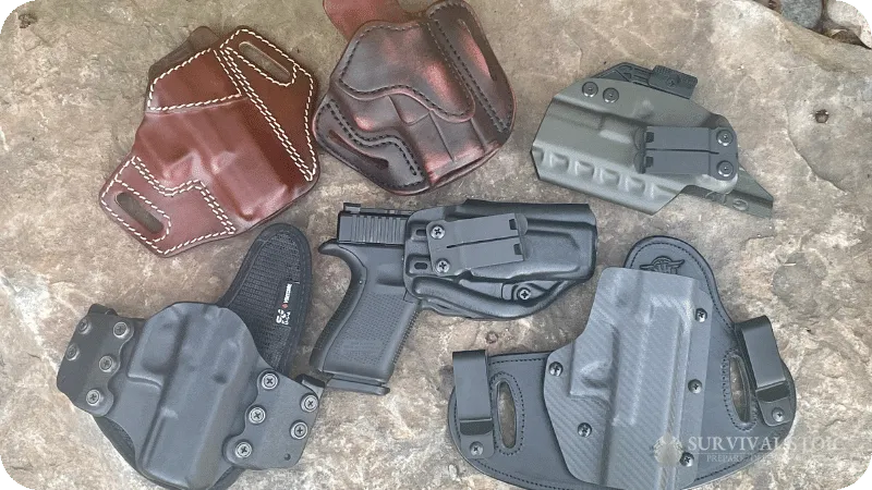 Jason's Glock 19 with six different Glock 19 Holsters, IWB, OWB, and Hybrid