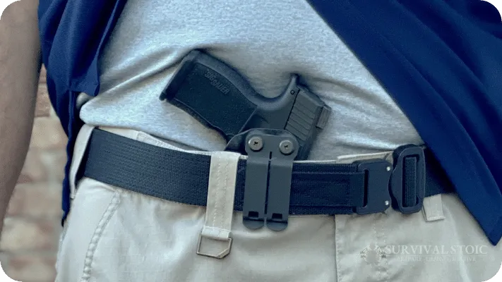 Jason with an IWB holster at the appendix position and a Sig P365XL