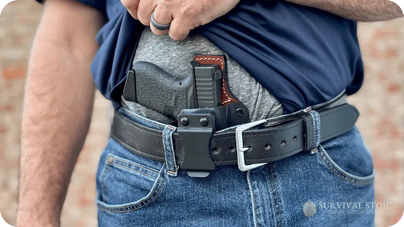 The author wearing the Falco Compact Hybrid IWB Holster with a Glock 43