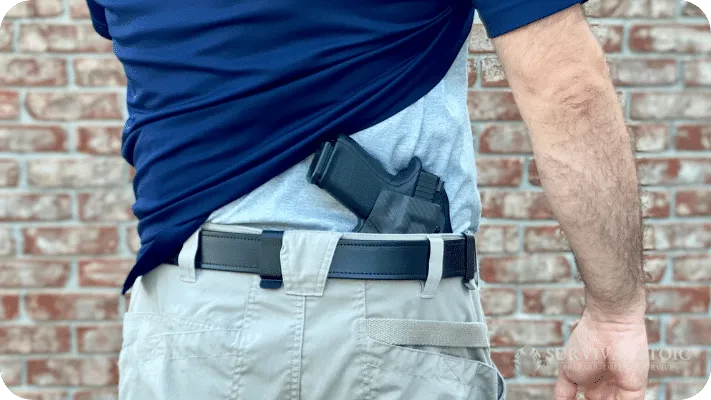 The Author showing the Hidden Hybrid Holster in the 5 o'clock position