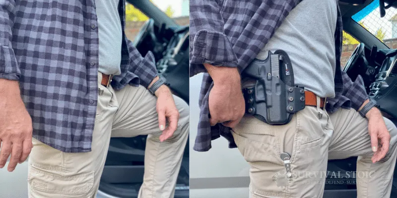 Jason with an OWB Holster and Glock 19 getting into a truck