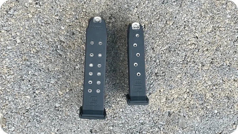 A double stack and a single stack magazine