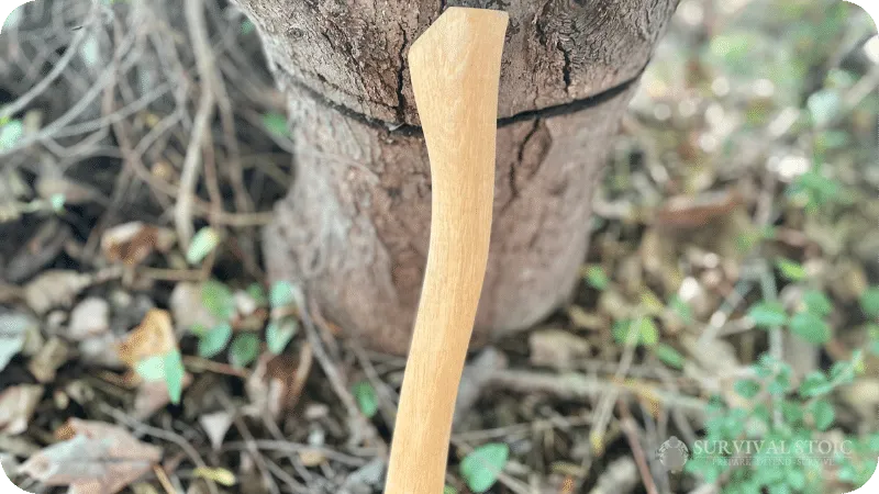 Jason's bushcraft axe showing the knob on the end of the handle