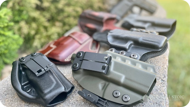 Some of the Survival Stoic team's holsters