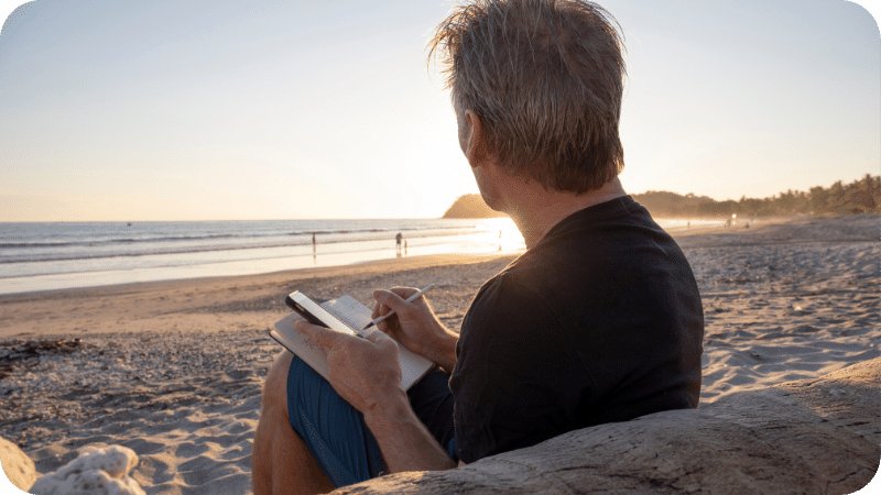 Man journaling and thinking about the concealed carry mindset
