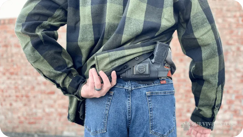 Jason showing the OWB 5 O'clock concealed carry position