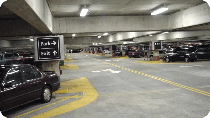 Parking garage full of cars