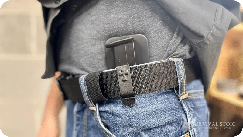 Wearing the Crossbreed Accomplice Mag Carrier setup IWB