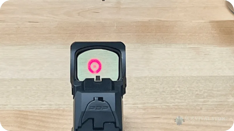 Walther PDP with a red dot and lower 1/3 co-witness iron sights