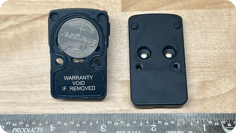 The RMR red dot footprint, a red dot and an adapter plate
