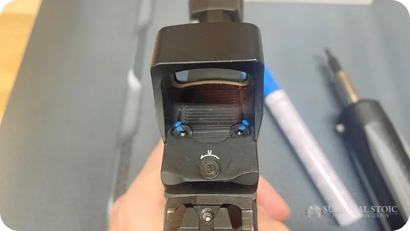 Jason showing the screws marked on the PDP and Holosun red dot