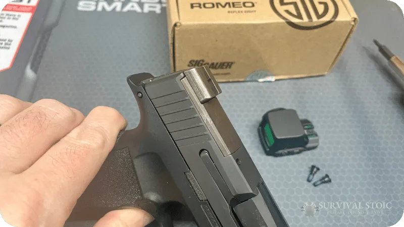 Jason showing the Sig P365XL Optics Cover Plate