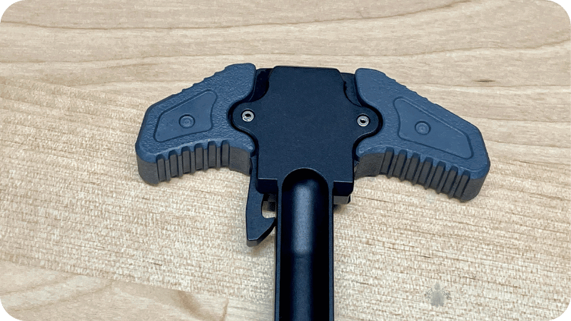 Jason showing the back of the Radian Raptor LT AR-15 Charging Handle