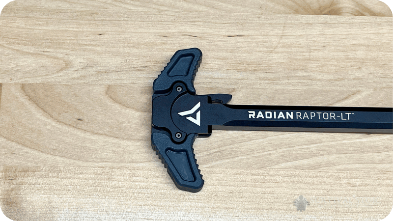 Jason showing the front of the Radian Raptor LT AR-15 Charging Handle